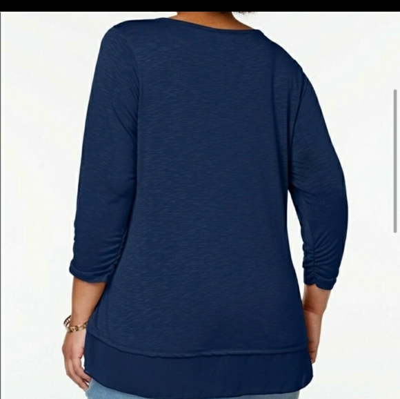 NWT*STYLE & CO*Plus Size Chiffon Hem 3/4 Top - Picture 3 of 12